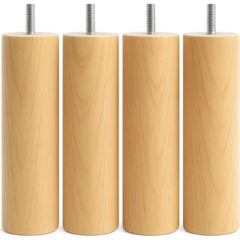 4er-Set Bettbeine – Lattenrost – Massives Buchenholz – M8-Gewinde – Für Schlafzimmer – Natur – 25 x 6 cm (1/5)