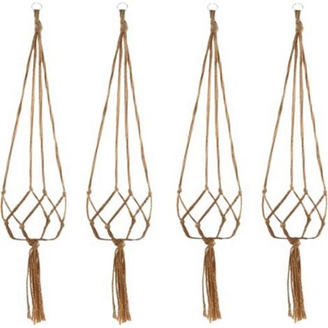 Hanging Basket - 90 Cm - Braided Rope Plant Hanger - Indoor Outdoor Garden Use - 4 Pack (1/5)