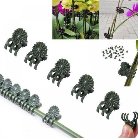 (100 Pieces) Plant Support Clips, Clips for Climbing Plants, Orchid Clips, Plant Support Clips, Garden Plastic Plant Fixing Clips, for Vegetables, Plants, Flowers (1/5)