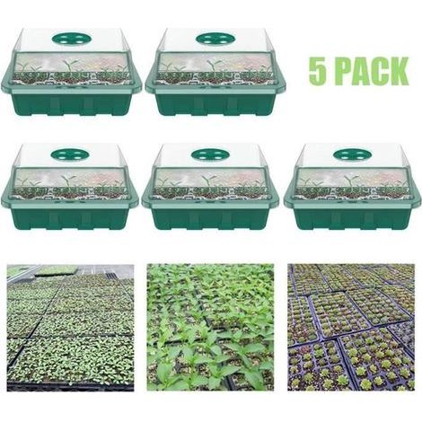 Lot de 5 Plantation boîte de germination Bac à semis, Mini Serre pour semis, Propagateur Jardin pour démarrage et Croissance (1/4)