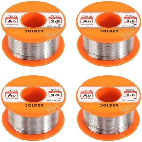 Fil de Soudure, 4 Pièces Fil Etain a Souder Colophane Fil de Soudure, Soudure avec Noyau de Colophane Fil de Soudure avec Flux Bobine D'étain à Souder pour Soudure Électrique (0,6/0,8/1 mm)-Autres (1/4)