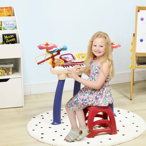 Ensemble musical 2 en 1 pour enfants : piano électronique et batterie avec microphone et tabouret (1/5)