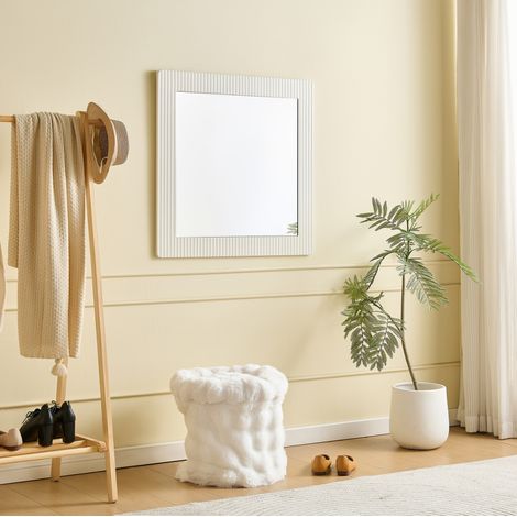 CHICFURN Specchio da parete quadrato 80x80 cm con cornice MDF bianca a righe verticali (1/5)
