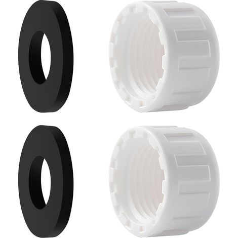 2 Pièces Bouchon Fileté PVC 1/2", d'Obstruction à Filetage Intérieur, Raccord pour Tuyau d'Eau 20mm, Bouchon de Vidange pour Jardin (1/5)