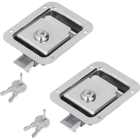 Serrure de Remorque de Voyage, Loquet de Poignée Encastré en Acier Inoxydable, Serrure à Palette pour Boîte à Outils de Remorque, Loquet de Boîte à Outils de Camion pour Camion (1/5)