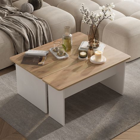 Couchtisch-Set Duvo, Goldkraft Eiche/Weiß, 135 x 50 cm 2er Set, Vicco (1/5)