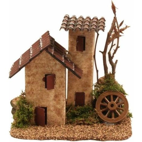 CASETTA CON TEGOLE ROSSE BERTONI PER PRESEPE E MODELLISMO 15×10×14 CM