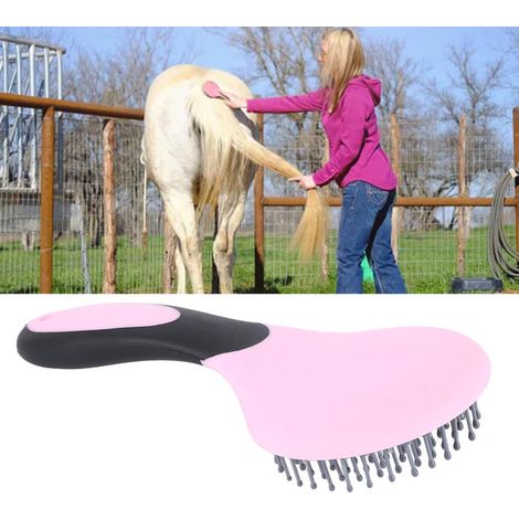 Brosse pour Crinière et Queue de Cheval Peigne de Toilettage Ergonomique pour Chevaux et Animaux Brosse Démêlante Rose (1/5)