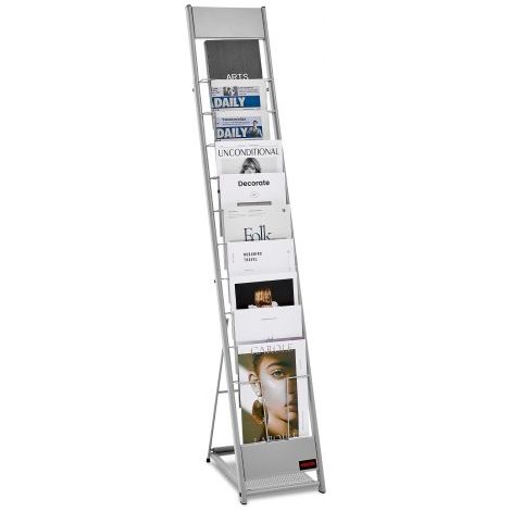 Expositor de Revistas de 10 Niveles, Soporte para Folletos Portátil, Revistero Metálico de Pie para Periódicos, Literatura, para Tiendas, Exposiciones, Oficinas, Bibliotecas, 26x37x141,5 cm (1/5)