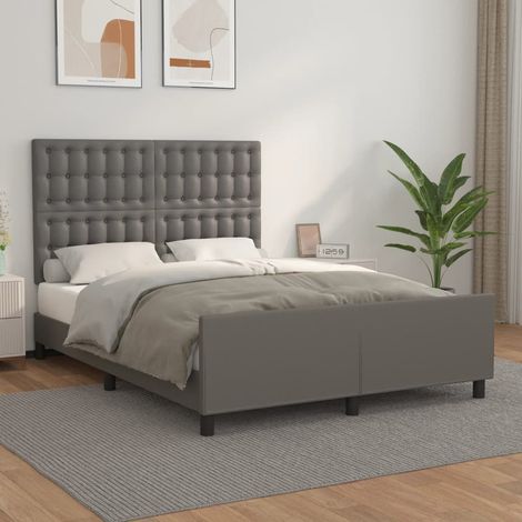 Cadre de lit sans matelas gris 140x190 cm similicuir (1/5)