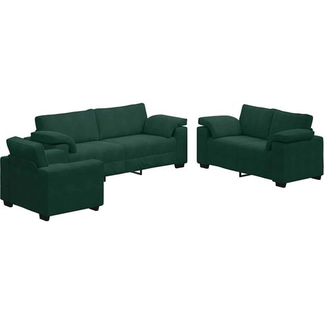 Maison Exclusive - Set di Divani 3 pz con Cuscini Verde scuro in Velluto (1/5)