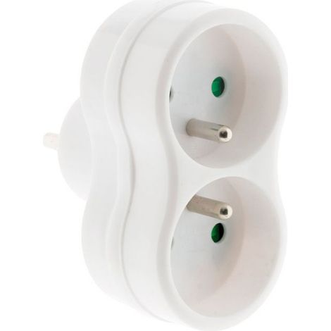 Prise Electrique 16 A 2P+T - Blanc - 3680 W - 230 V - Dimensions 8,5 x 4 x 7 cm - 1 Pièce (1/2)