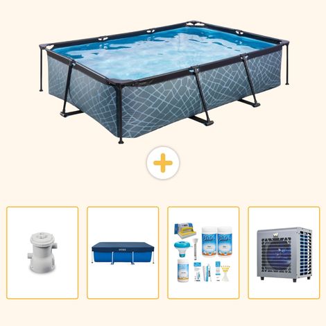 Exit-toys Piscine Exit Rectangulaire - Effet Pierre - 300x200x65 cm - 5-pièces S264 (1/5)