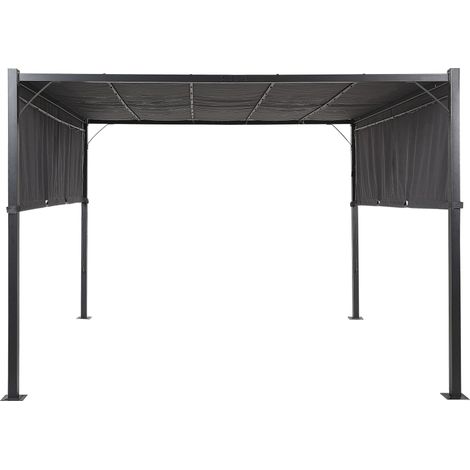 Cenador LED de metal poliéster gris oscuro negro 310 cm pérgola pabellón Parga (1/5)