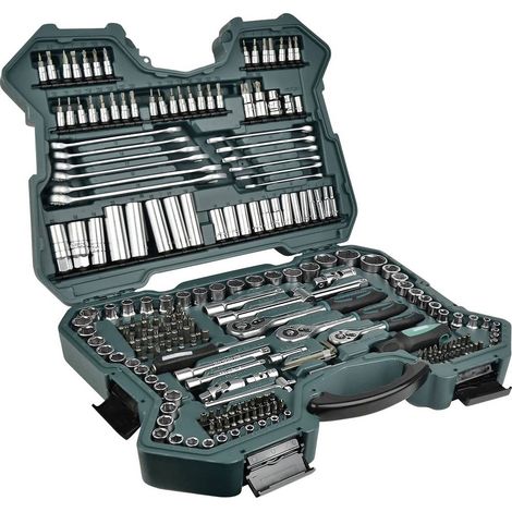 Brüder Mannesmann – Jeu de clés à douille 215 pièces 98430 – Coffret cliquet réversible 1/4, 3/8, 1/2 – Acier chrome-vanadium – Pour travaux mécaniques