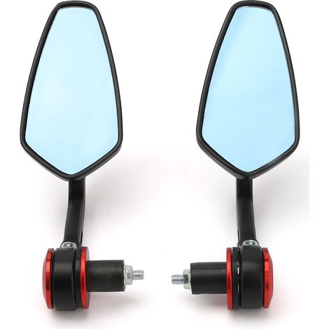 2 rétroviseurs d'extrémité de guidon de 7/8 po, en verre bleu, pour moto/vélo de route (1/5)