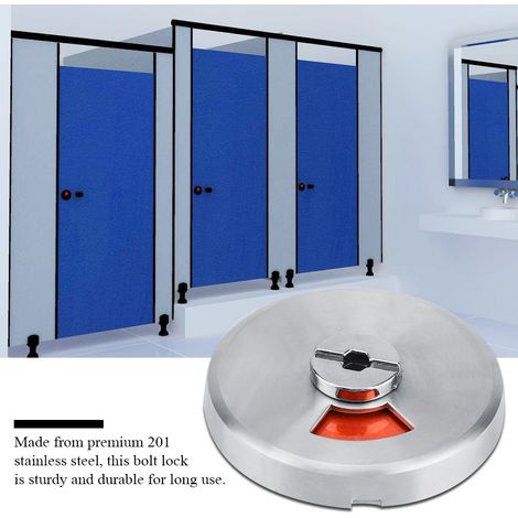 Verrou de porte de toilettes avec indicateur de position occupée/libre et fixation par vis (1/5)