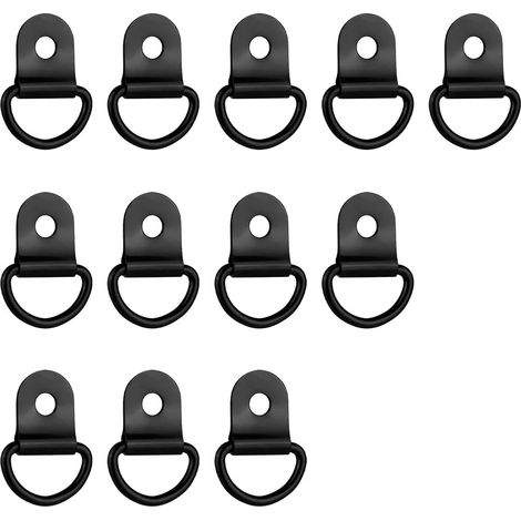 12PCS Anneaux d'arrimage pour remorques, D Noir pour Remorques et Camions, Load Capacity up to 200 kg, Acier Inoxydable Durable, Idéal pour Bateaux, Matériel de Camping, Sécurisation de Charges, (1/5)