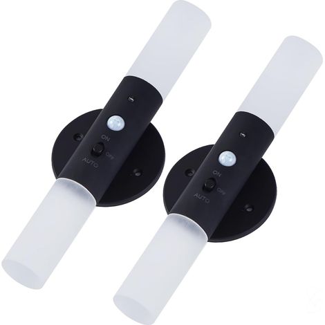 Lot de 2 lampes LED à détecteur de mouvement : une applique murale fonctionnant sur piles et une lampe d'appoint sans fil rechargeable, adaptées aux cages d'escalier, aux coiffeuses, aux salons et aux (1/5)