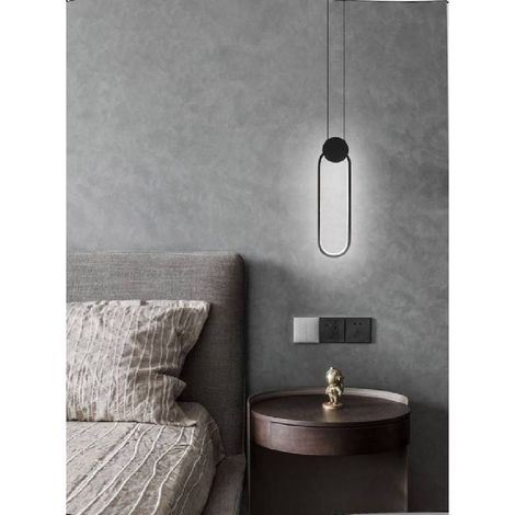 TrAdE Shop Traesio - Lampadario Led Sospensione Moderno Metallo Nero 14w Luce 3000k 4000k 6500k Lp-03 - -Bianco Freddo -