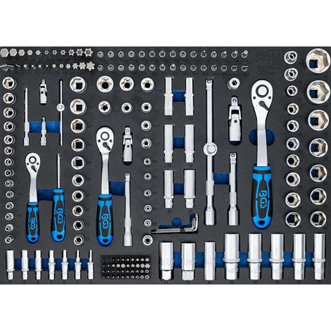 1 - Jeu de clés à douilles - Coffret d&39outils - 192 pièces en acier chrome-vanadium avec cliquet réversible pour atelier automobile et mécanique - Gris - 56,7x40,8x4,8cm (1/3)