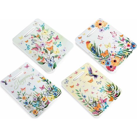 Sottopentola in ceramica con base in sughero e decori floreali, set da 8 pezzi, cm 15 x 20 H