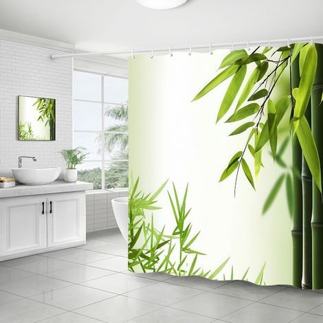 Rideau de douche, rideau de salle de bain, impression numérique 3D, rideau de douche résistant à la moisissure, tissu polyester imperméable, avec croc (1/5)