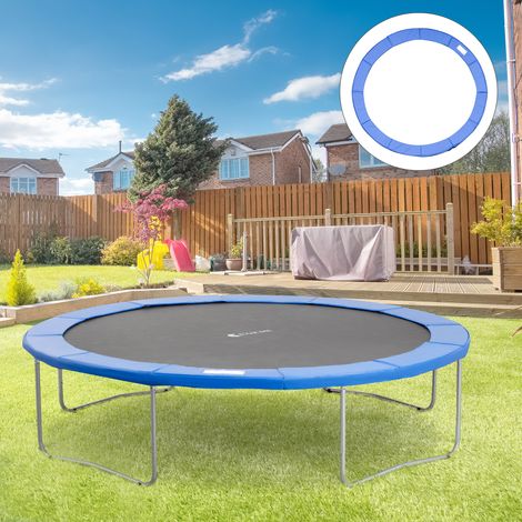Housse bord trampoline accessoire pour trampoline de jardin protège-ressorts bleue anti-déchirure uv et étanche 366 cm design moderne (1/4)