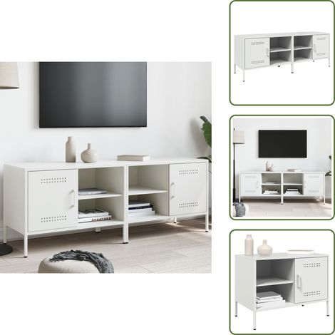 The Living Store Muebles de TV 2 piezas acero blanco 68x39x50,5 cm - Muebles industriales