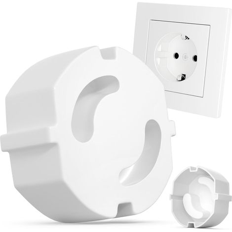 20 protège-prises, sécurité enfant, protection contre les chocs électriques, sans colle, blanc (1/5)