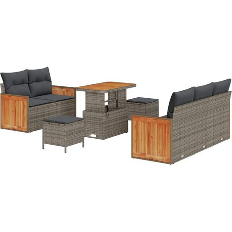 Garden Sofa Set with Cushion 10 pcs Grey Poly Rattan vidaXL