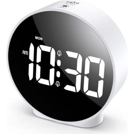 Digital alarm clock, digital alarm clock with HD LED display, simple table clock, electronic desk clock, dual alarm, 12/24-hour format, 4 adjustable brightness levels for bedroom, desk