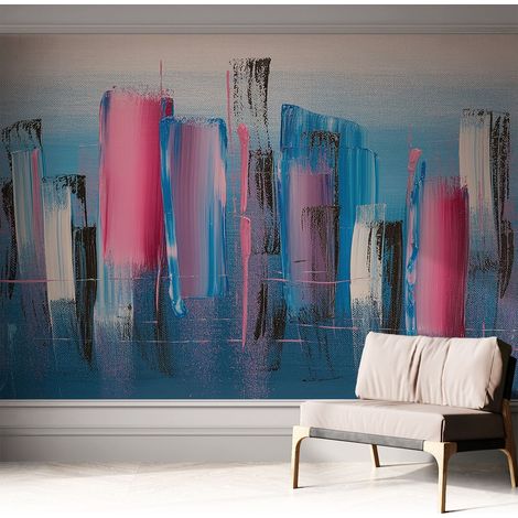 Papier peint adhésif autocollant pour salon chambre à coucher tendance et originale Bandes abstraites 312x219 cm (1/5)