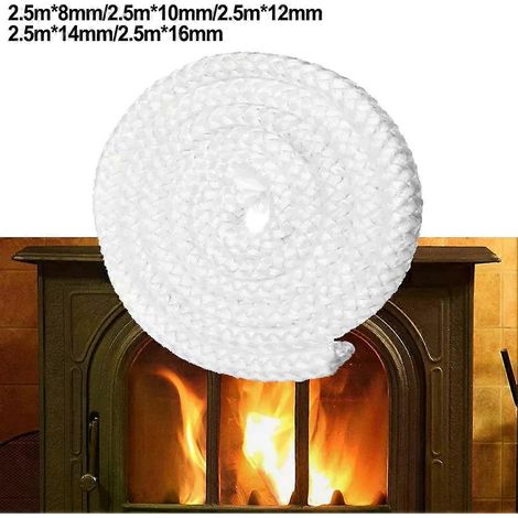 Joint d'étanchéité en fibre de verre noire de 10/12/14/16 mm pour poêle/cheminée longueur 2 m pour porte de poêle à bois et de foyer. (1/5)