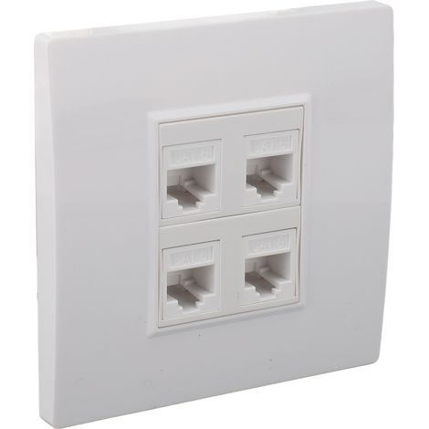 Plaque murale Ethernet Cat6 4 ports - Support Keystone pour réseau domestique (1/5)
