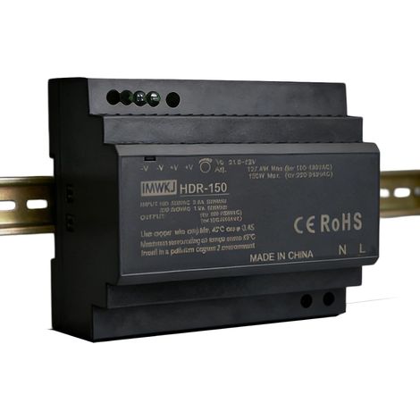 Alimentation sur rail DIN HDR-150-12 12 V 135,6 W 11,3 A ou 112,4 W 10,2 A, transformateur 230 V vers 12 V, alimentation 12 volts pour commandes industrielles, alimentation CC sur rail DIN (1/5)