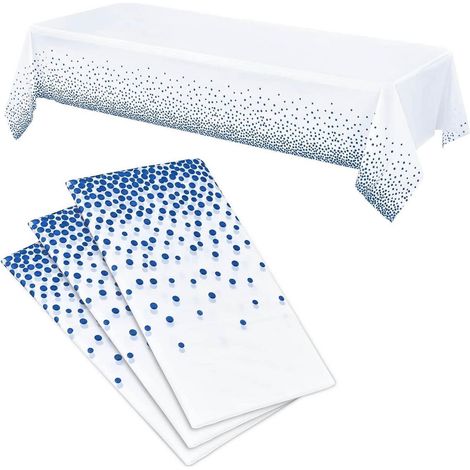 Lot de 3 nappes jetables 137x274cm à pois bleus pour fêtes