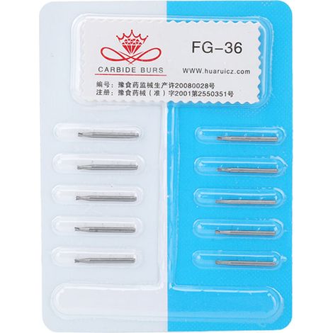 10 fresas dentales de carburo de tungsteno, alta resistencia al desgaste, reducción de daños FG36 (1/5)