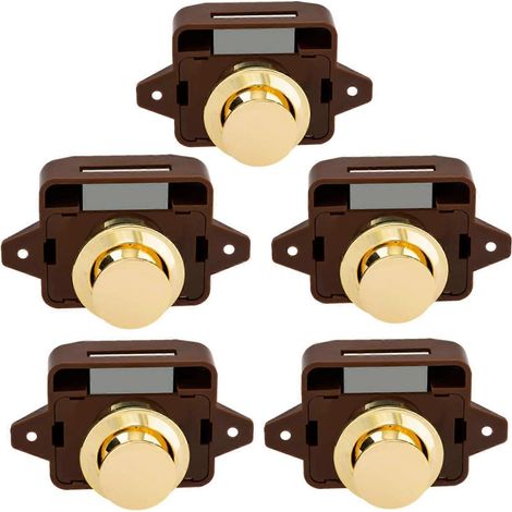Lot de 5 verrous de porte à bouton-poussoir sans clé pour camping-car, caravane, armoire, bateau, mobil-home, placard (1/4)