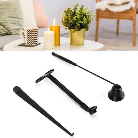 Ensemble de coupe de bougies (3 pièces) : coupe-bougie, embout de bougie, mèche de bougie et sac cadeau pour les amateurs de bougies (noir). (1/5)