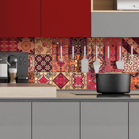 Sticker Mural Carrelage adhésif Cuisine Salle de Bain - 9 STICKERS CARREAUX DE CIMENT AZULEJOS CIPRIANO - 9stickers10x10cm (1/5)