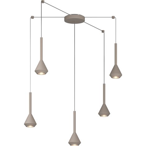 Lampadario Moderno Aygo Metallo Sabbia 5 Luci Gu10