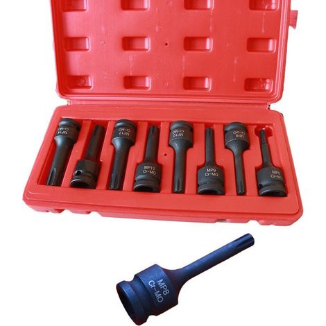 TrAdE Shop Traesio - Set Chiavi Bussola Ad Impatto 1/2 Attacco Mp 8 Pz Per Avvitatore Pneumatico - (1/2)