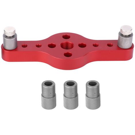 Herramienta de perforación de aleación de aluminio con plantilla de posicionamiento y 3 brocas (roja) (1/5)