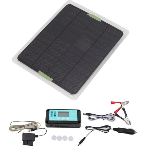 Kit Solaire 5W avec Panneau Monocristallin 18V, Régulateur MPPT 50A et Double USB pour Charge en Extérieur (1/3)