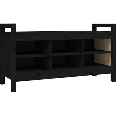 Maison Exclusive - Banco de recibidor madera maciza de pino negro (1/5)