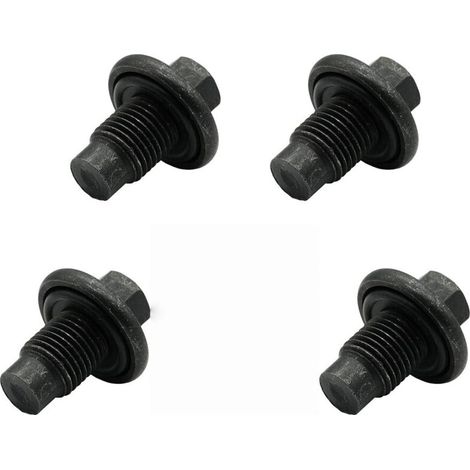 4-teiliges Ölablassschrauben-Set mit M14x1,5-Dichtungen, aufschraubbare Ölablassschraube aus Kohlenstoffstahl mit Rand, gerillte Ölablassschraube mit Kappe