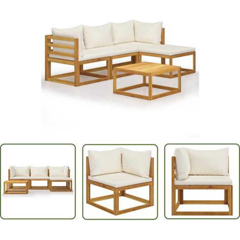 The Living Store 5-tlg. Garten-Lounge-Set mit Auflagen Massivholz Akazie - Gartengeräte - Loungemöbel - Gartenmöbel - Outdoor Möbel - Esszimmergarnituren (1/5)