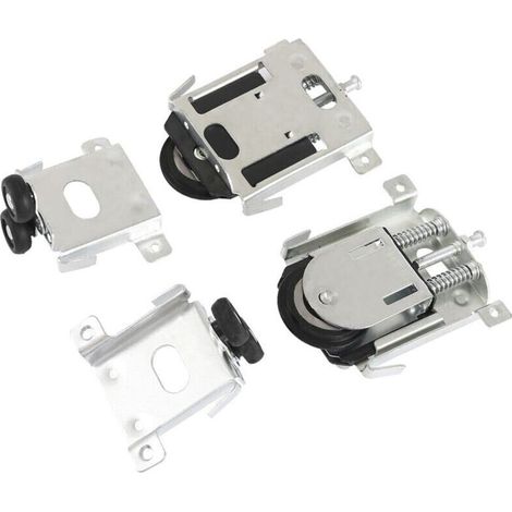 2 pièces Roulette Porte Coulissante placard, pour porte de garde-robe,rouleaux,armoire Runners Guides,guides avec tampon amortisseur, en Nylon, argent (1/4)