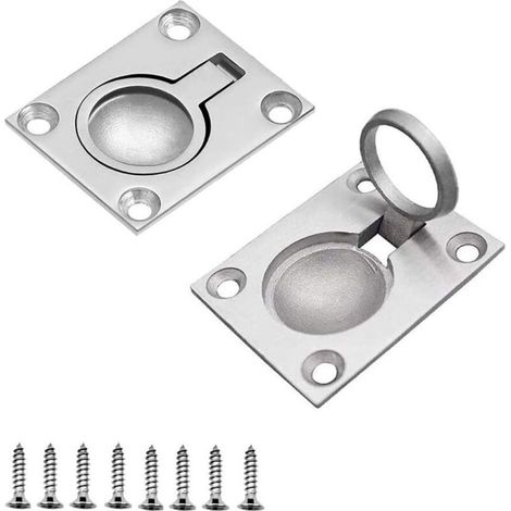 Accessoire de levage,Poignée marine en acier inoxydable Trappe encastrée pour bateau Poignée de levage encastrée avec 8 vis (paquet de 2, 49 x 39 mm) (1/4)